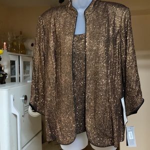 Alex Evening  Bronze Metallic Twin Set Size L